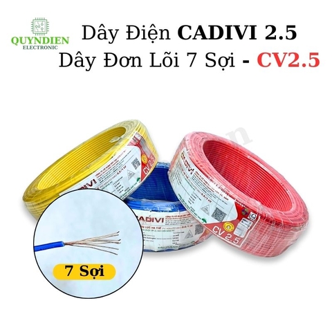 Dây Điện Cadivi 2.5 – Dây Đơn Lõi 7 Sợi CV2.5 – Dây Cáp Điện, Dây Tiếp Địa, Dây Chống Sét (CUỘN 1 MÉT)