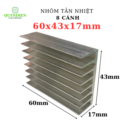Nhôm Tản Nhiệt 8 Cánh 60x43x17mm