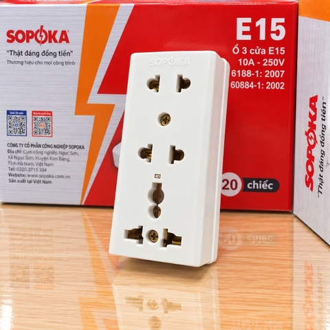 Ổ Cắm điện 3 Cửa Công Suất 2200W E15