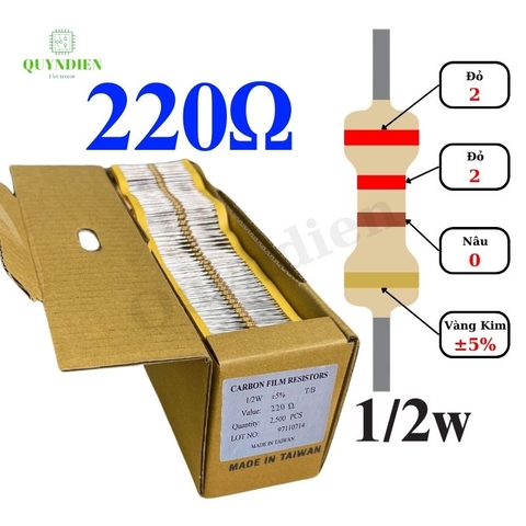 Điện trở Đài Loan 1/2W - 220Ω
