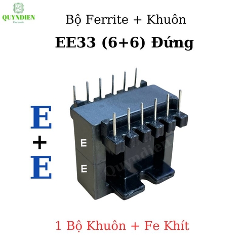 Lõi Biến áp xung EE33 khuôn đứng 6+6 chân