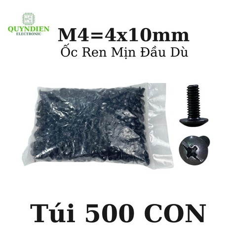 Ốc Vít Đầu Dù Ren Mịn M4=4x10mm Màu Đen - 1.000 Con