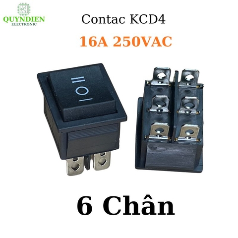 Công Tắc Bập Bênh 6 Chân KCD4 16A/30A 250V Đen Không Đèn