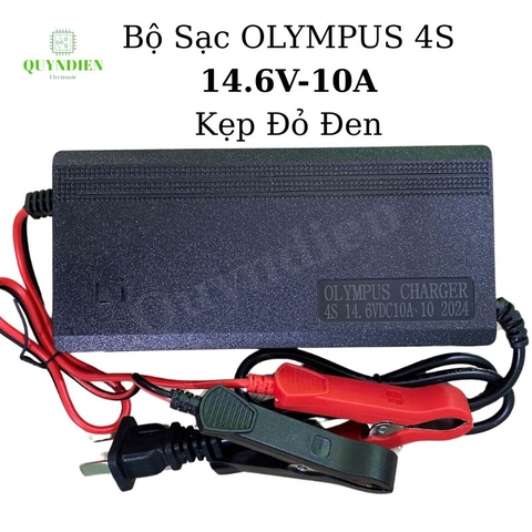 Bộ Sạc Pin Sắt Olympus 4S 14.6V-10A Kẹp Đỏ Đen