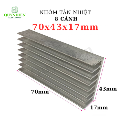 Nhôm Tản Nhiệt 8 Cánh Nhỏ 70x43x17mm