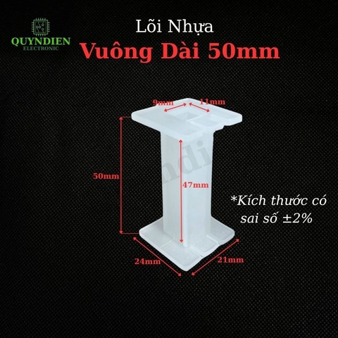 Lõi Khuôn Nhựa Vuông Dài 50mm Màu Trắng Trong - 10 Lõi