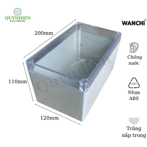 Hộp Nhựa ABS chống nước WANCHI 200x120x110mm Trắng Trong