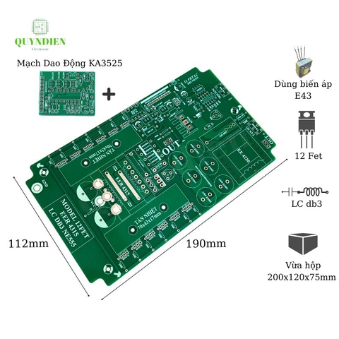 PCB bo mạch kích điện 12 fet LC DB3 NE555 + Dao Động KA3525 Biến áp máy hàn Phíp FR4