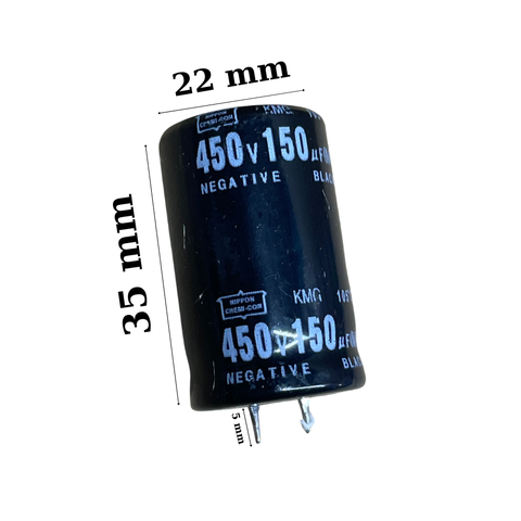 Tụ lọc nguồn 150uF- 450V DC ( tụ hóa) hàng tháo máy 22x35mm
