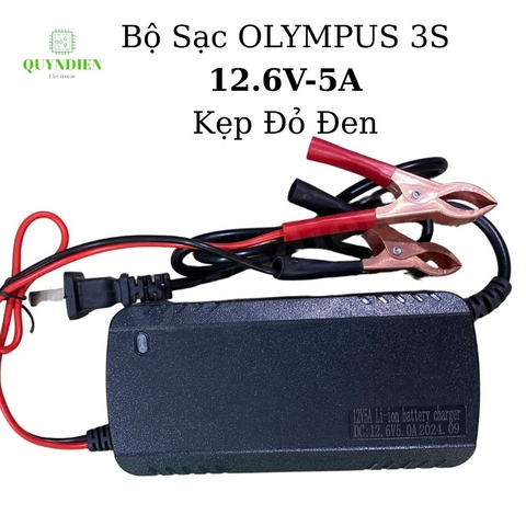 Bộ Sạc Pin Olympus 3S 12.6V-5A Kẹp Đỏ Đen