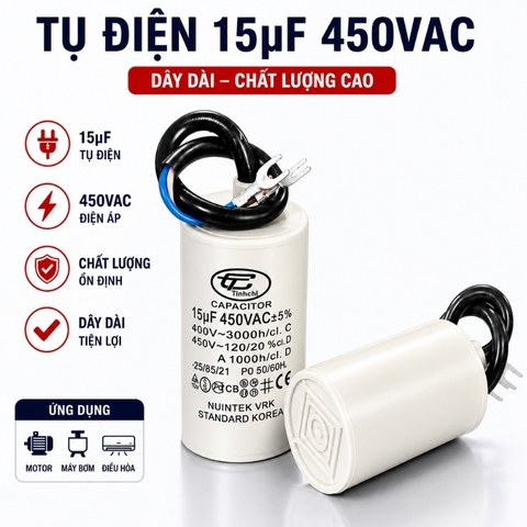 Tụ Đề Máy Bơm Tinh Chi 15uF 450V
