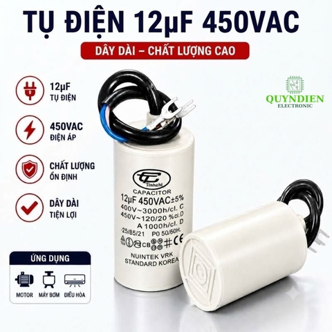 Tụ Đề Máy Bơm Nước 12uF 450VAC Tinh Chi