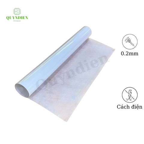 Giấy Cách Điện Trắng 1 Mặt Bóng 1 Mặt Xù Khổ 1 Mét Dày 0.2mm