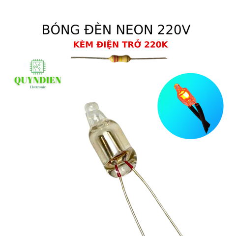 Bóng đèn báo nồi cơm điện Đèn tín hiệu neon 220v kèm điện trở 220k
