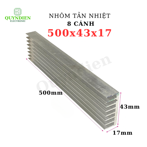 Nhôm Tản Nhiệt 8 Cánh dài 50cm 500x43x17mm