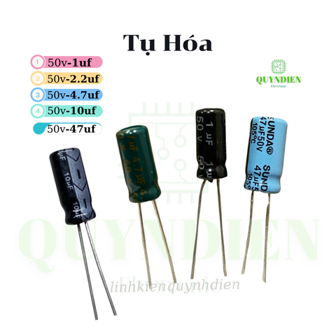 Tụ hóa 50v-1uf 2.2uf 4.7uf 10uf 47uf