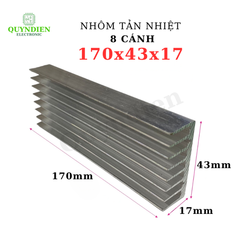 Nhôm tản nhiệt 170x43x17mm 8 cánh
