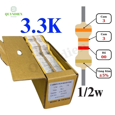 Điện trở Đài Loan 1/2W - 3K3