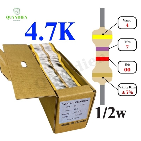 Điện trở Đài Loan 1/2W - 4K7
