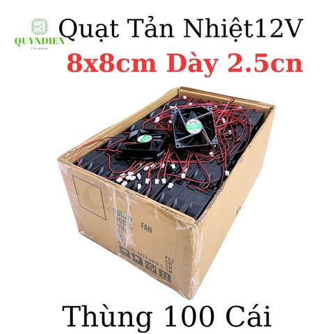 Quạt Tản Nhiệt 12V 8x8cm dầy 2.5cm mới - 1 Thùng 100 Cái
