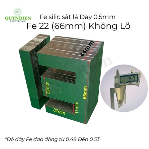 Fe Sắt silic EI lá dầy 0.5mm - 22mm (66mm) không lỗ