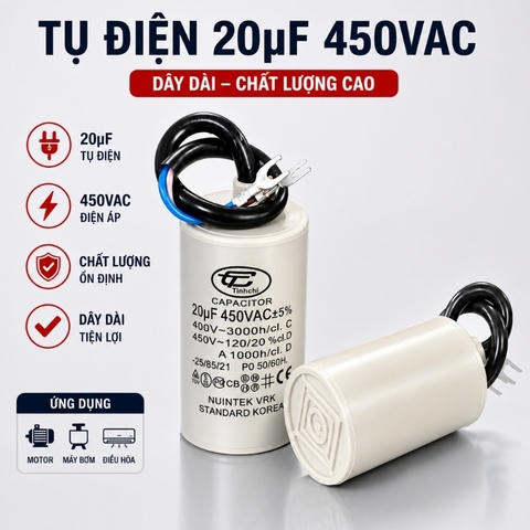 Tụ Đề Máy Bơm Tinh Chi 20uF 450V