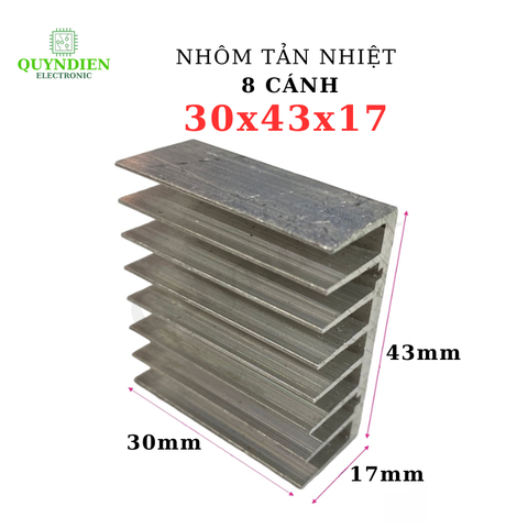 Nhôm tản nhiệt 8 cánh 30x43x17mm