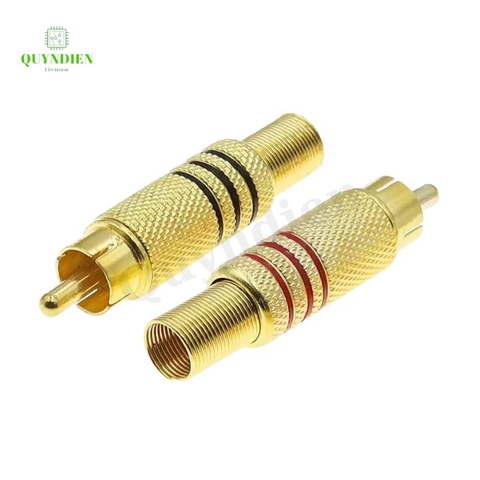 Jack Hoa Sen Mạ Vàng - Jack RCA AV Bắt Vít (1 đôi - đỏ + đen)