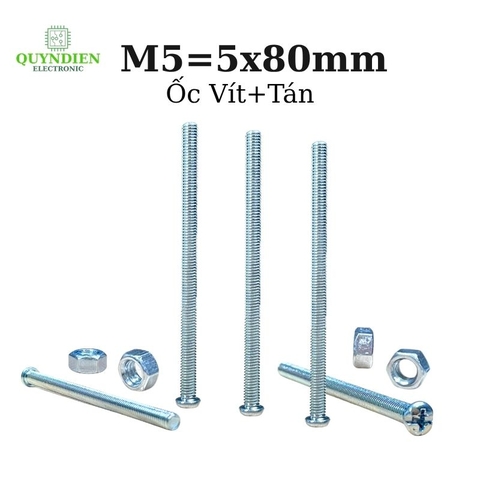Ốc Vít M5x80mm Có Kèm Tán - Túi 100 Con