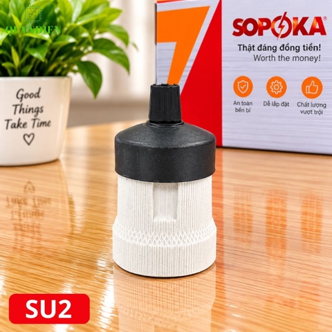 Đuôi Đèn Sứ Ren Vặn Xoáy E27 Chịu Nhiệt Cao SOPOKA
