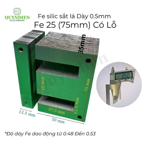 Fe silic EI lá dầy 0.5mm - 25mm (75mm) có lỗ