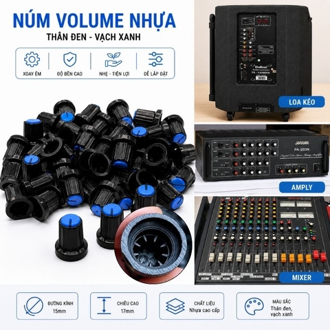 Núm Vặn Volume Nhựa Màu Xanh Trục Hoa Mai