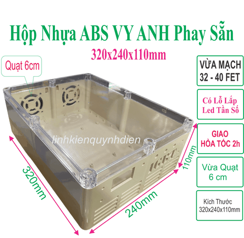 Hộp nhựa Phay sẵn IGBT nắp mica Trong 320x240x110mm