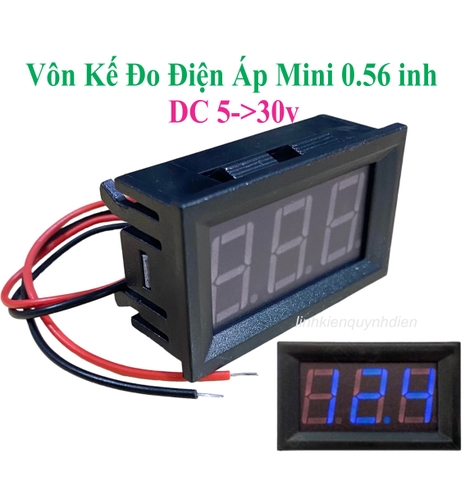 Vôn kế đồng hồ led đo điện áp một chiều - Volt DC 2 dây 0.56 inch 5~30V