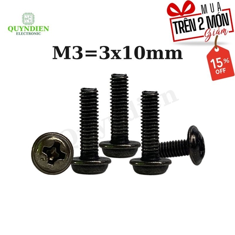 Ốc vít ren mịn đầu long đền M3 3x10mm