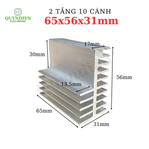 Nhôm tản nhiệt 2 tầng 10 cánh 65x56x31mm