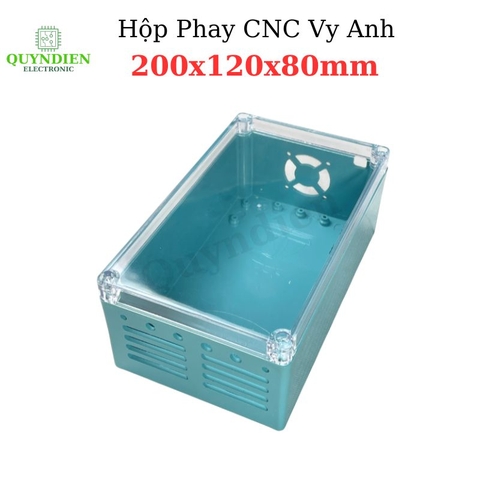Hộp nhựa VY ANH khoan sẵn 200x120x80mm Xanh nắp Trong