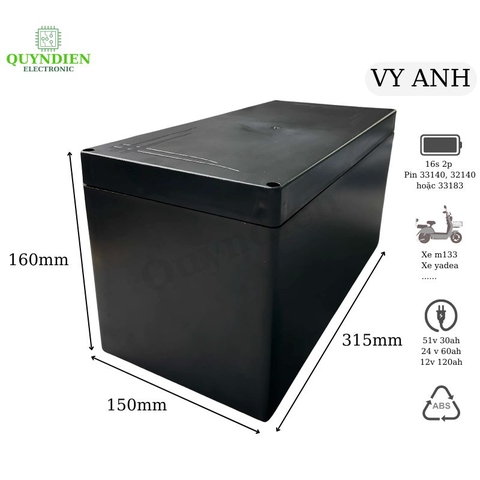 Hộp Đựng Pin Xe điện 16s 2p 51v 30ah Vy Anh 315x150x160mm Bảo Vệ Pin