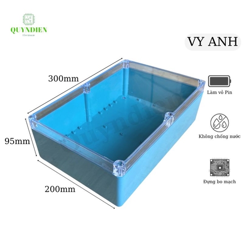 Hộp Nhựa Vy Anh 300x200x95mm Màu Xanh Nắp Trong