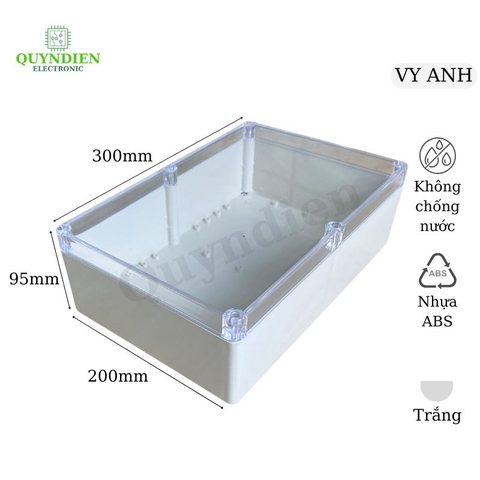 Hộp Nhựa Vy Anh 300x200x95mm Màu Trắng Nắp Trong