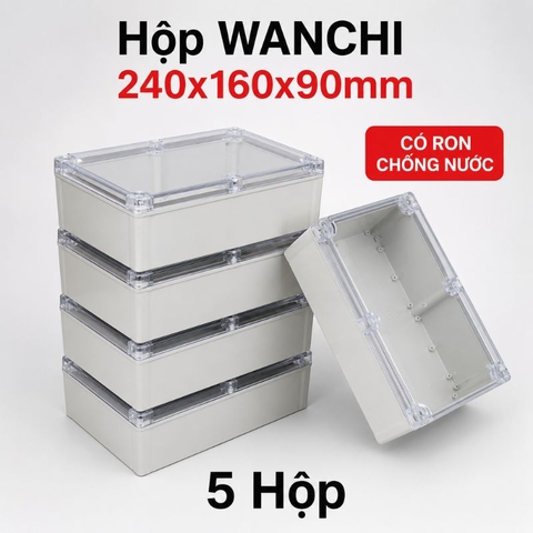 Hộp Nhựa ABS chống nước WANCHI 240x160x90mm Trắng Nắp Trong