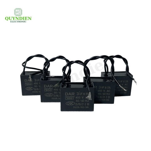 Tụ Đề DAR 3uF 450V Tụ Ngậm Quạt Trần, Quạt Cây, Motor 1 Pha