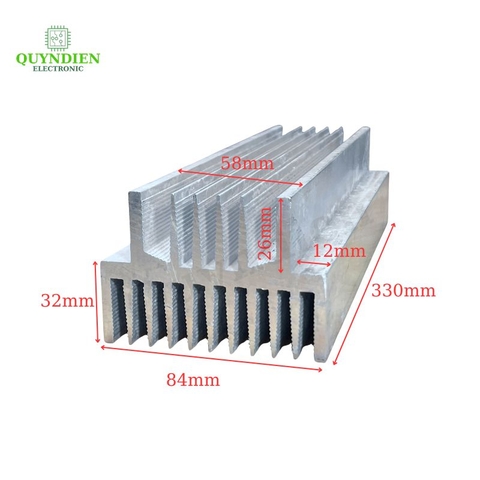 Nhôm 2U dài 330mm (330x84x58mm) loại dày, tản nhiệt cho main công suất