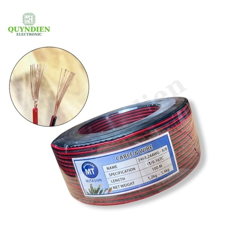 Dây Điện Đôi Mitasun 24AWG Lõi Đồng 16 Sợi Cách Điện PVC