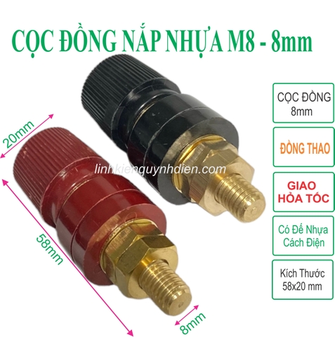 Cặp Jack loa JS555 Cọc Đồng NẮP NHỰA Đỏ Đen trục 8mm