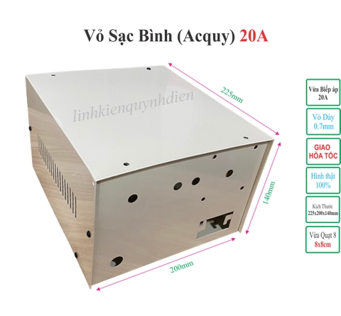 Vỏ sạc bình ắc quy acquy 20A dùng cho biến áp cách ly