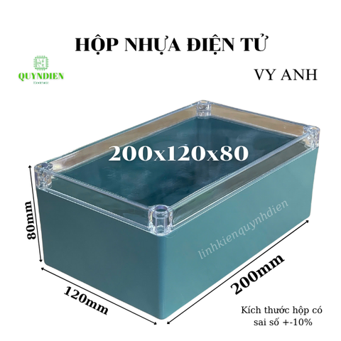 Hộp Nhựa Vy Anh 200x120x80mm Màu Xanh Nắp Trong
