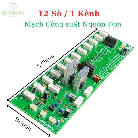 Mạch công suất nguồn đơn 12 sò 1 kênh (phíp gỗ fr1) 105VAC đến 130VAC