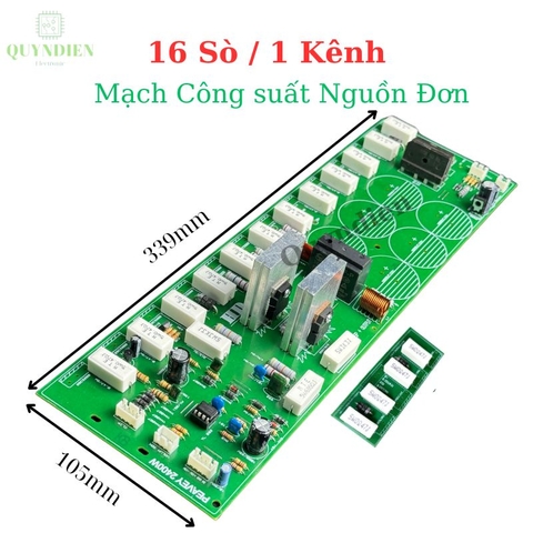 Mạch công suất nguồn đơn 16 sò 1 kênh (phíp gỗ fr1) 105VAC đến 130VAC