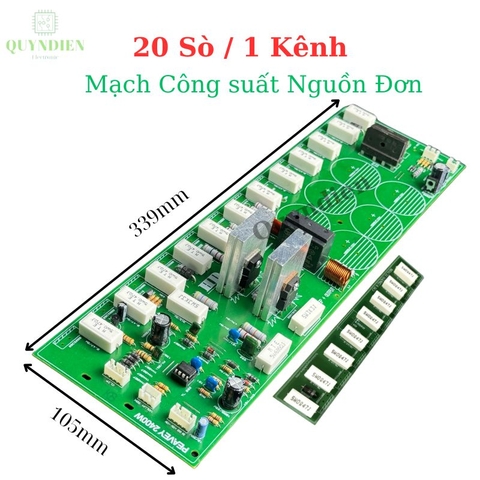 Mạch công suất nguồn đơn 20 sò 1 kênh (phíp gỗ fr1) 105VAC đến 130VAC